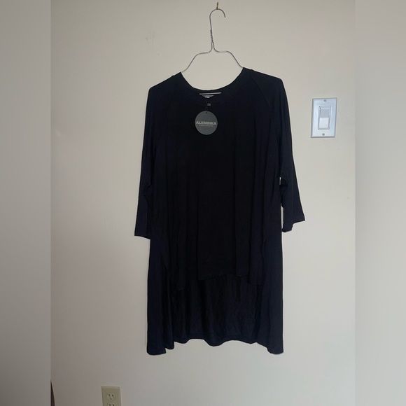 NWT ALEMBIKA ESSENTIAL HI-LO TOP, BLACK 14/16 Large lagenlook oversized tunic - Picture 6 of 8